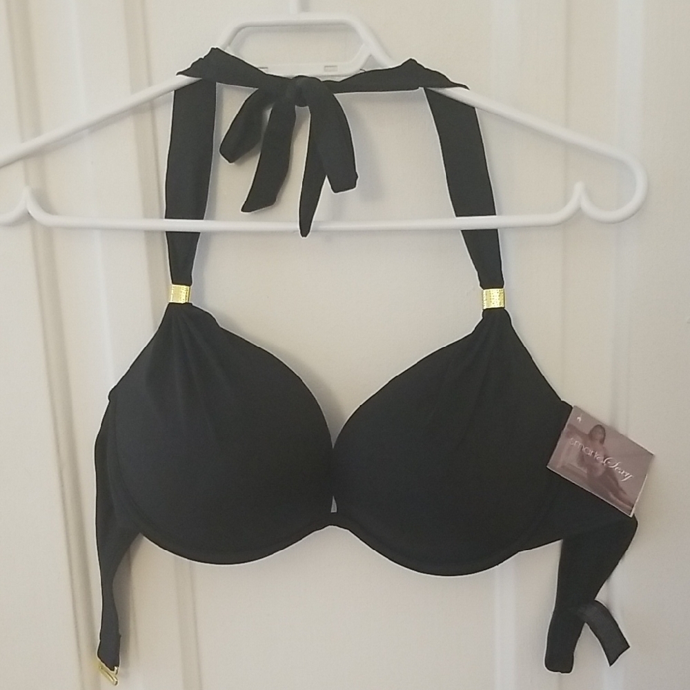 Smart & Sexy Black and Gold Bikini with Halter Design